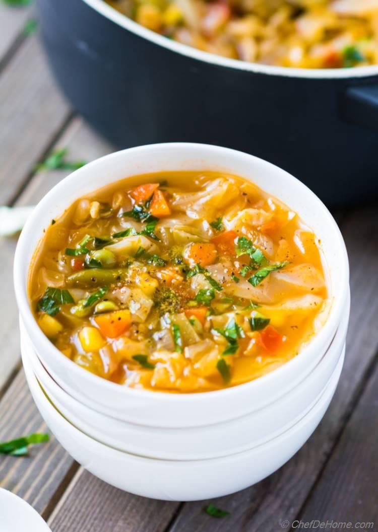 Vegetarian Cabbage Soup Recipe | ChefDeHome.com